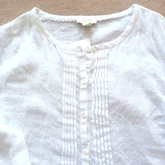 ST TROPEZ LINEN LONGSLEEVE LACE TUNIC NWT SIZE MEDIUM - Picture 15 of 16